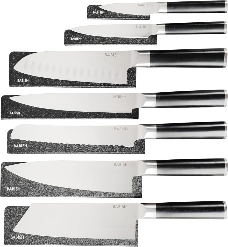 Babish High-Carbon 1.4116 German Steel 14 Piece Full Tang Forged Kitchen Knife Set W/Sheaths