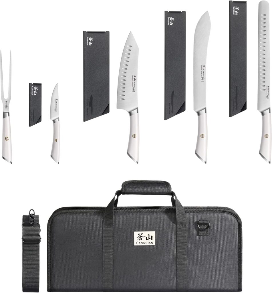 Cangshan Elbert Series 1027006 German Steel Forged 6-Piece BBQ Knife Kit, White