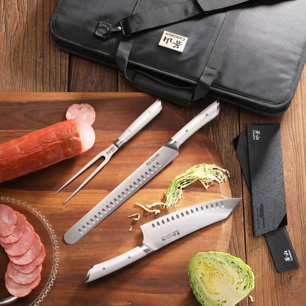 Cangshan HELENA Series German Steel Forged BBQ Knife Set (Black, 9-Piece Bag Set)