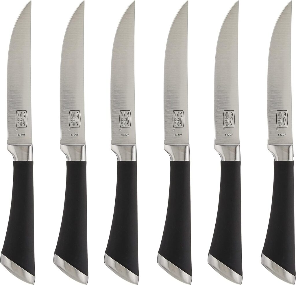 Chicago Cutlery Fusion 6 Piece Forged Premium Steak Knife Set, Cushion-Grip Handles with Stainless Steel Blades, Resists Stains, Rust,  Pitting, Kitchen Knives