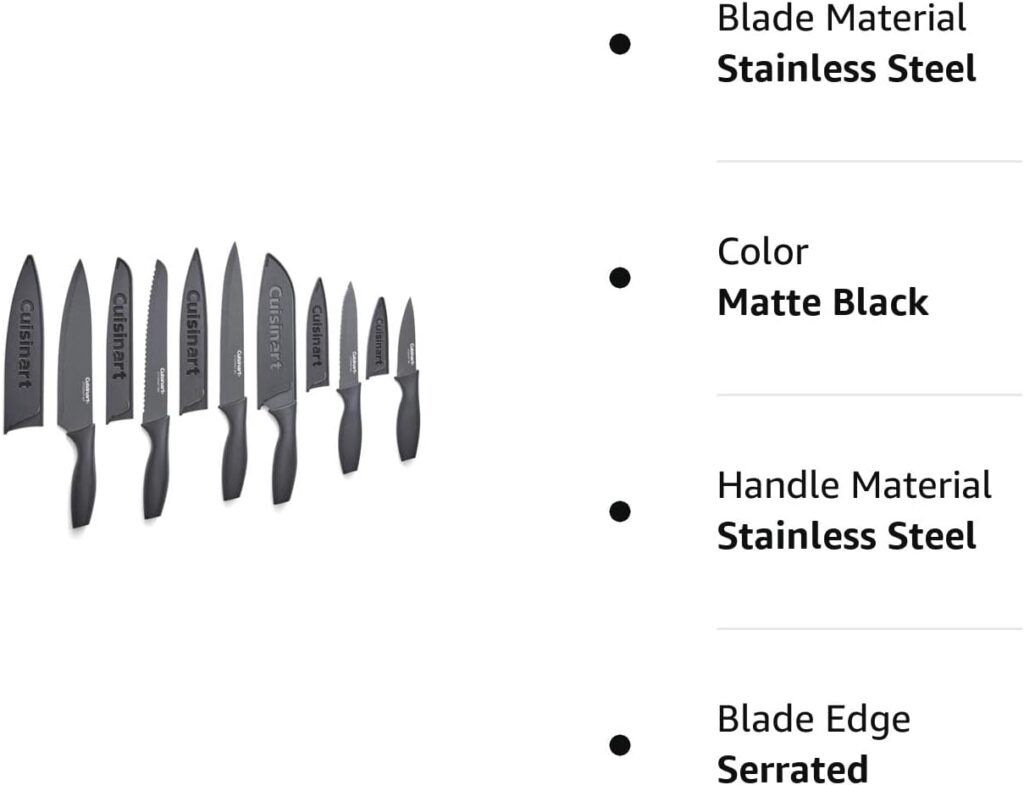 Cusinart Block Knife Set, 12pc Cermaic Knife Set with 6 Blades  6 Blade Guards, Lightweight, Stainless Steel, Durable  Dishwasher Safe, C55-12PCKSAM