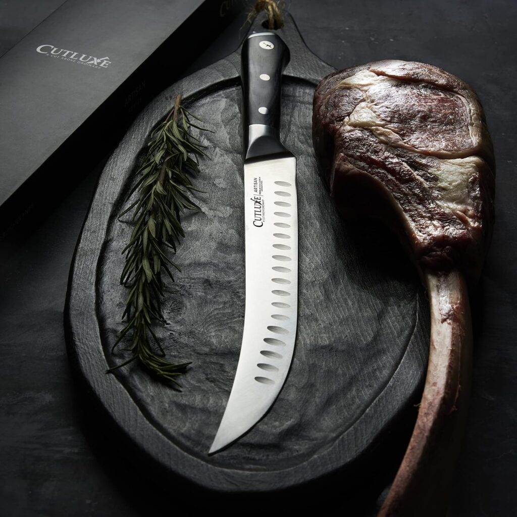 Cutluxe Butchers Knife Set – Cimeter and Bullnose Butcher Breaking Knives – Forged High Carbon German Steel – Full Tang  Razor Sharp – Ergonomic Handle Design – Artisan Series