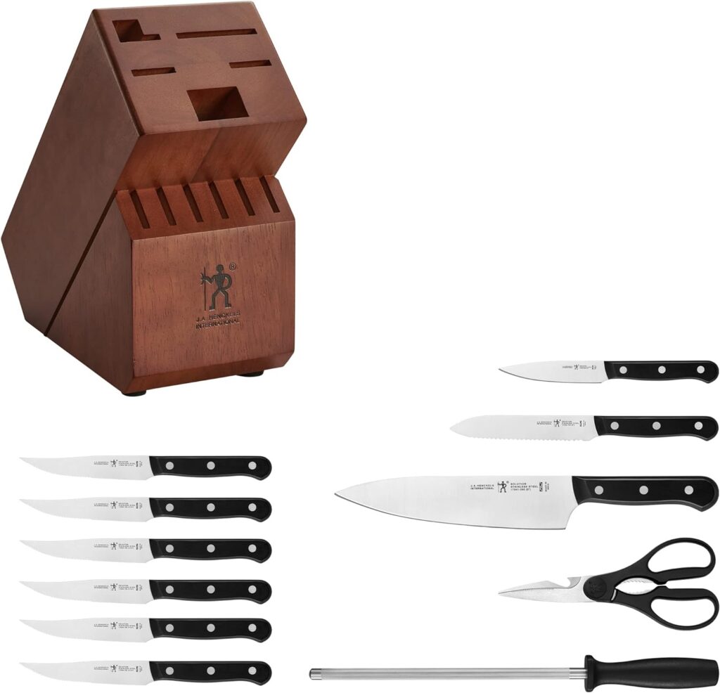 HENCKELS Premium Quality 15-Piece Knife Set with Block, Razor-Sharp, German Engineered Knife Informed by over 100 Years of Masterful Knife Making, Lightweight and Strong, Dishwasher Safe