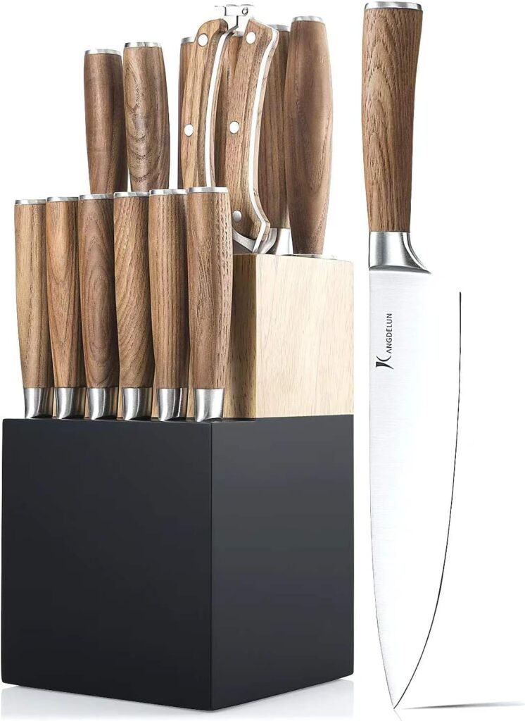 kangdelun Natura Series 6 PCS Chef Knife Set with Gift Box, Ultra Sharp Kitchen Knives with Natural Wooden Handles