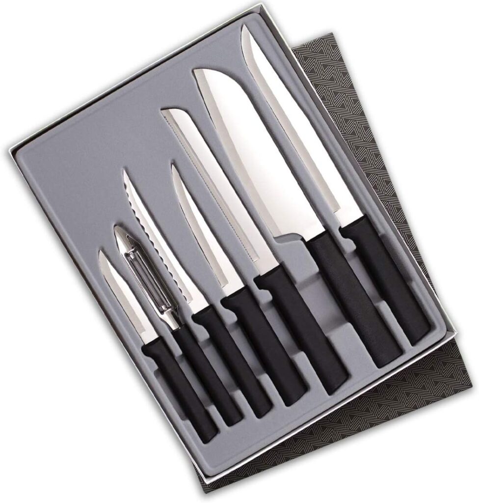 Rada Cutlery Knife 7 Kitchen Knives Starter Gift Set Stainless Steel Resin Made in USA, 11 3/8 Inches, Black Handle