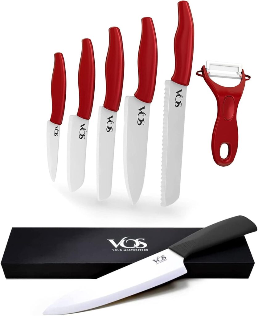 Vos Ceramic 6 Pcs Knife Set with Peeler and Chef Knife