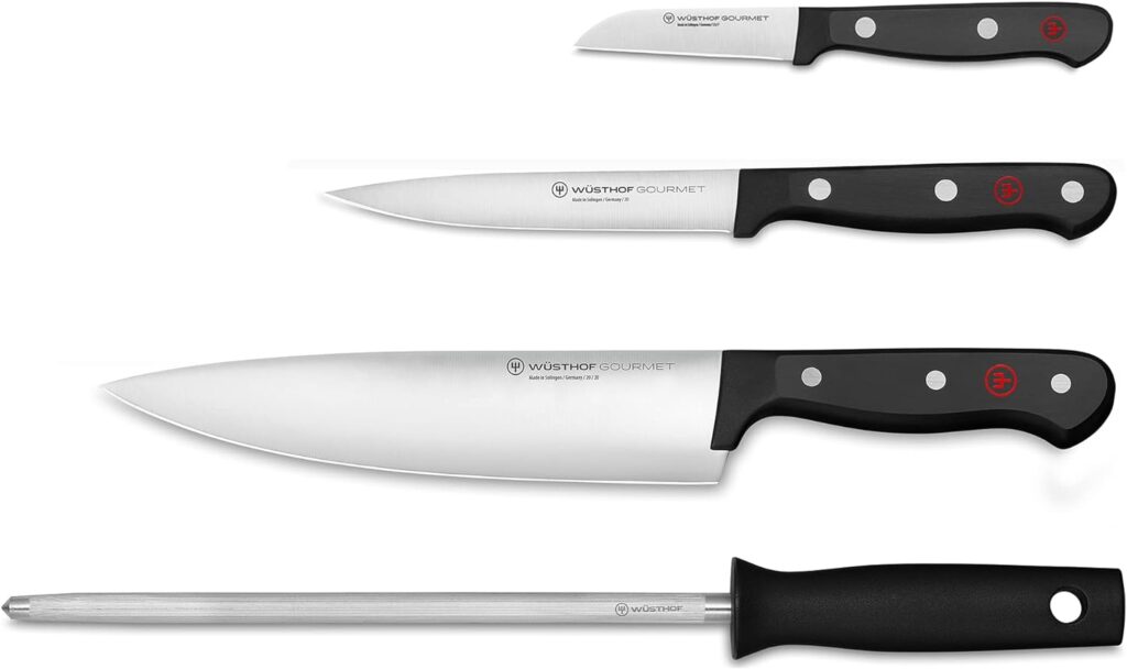 Wüsthof Gourmet 4-Piece Chefs Knife Set, Black