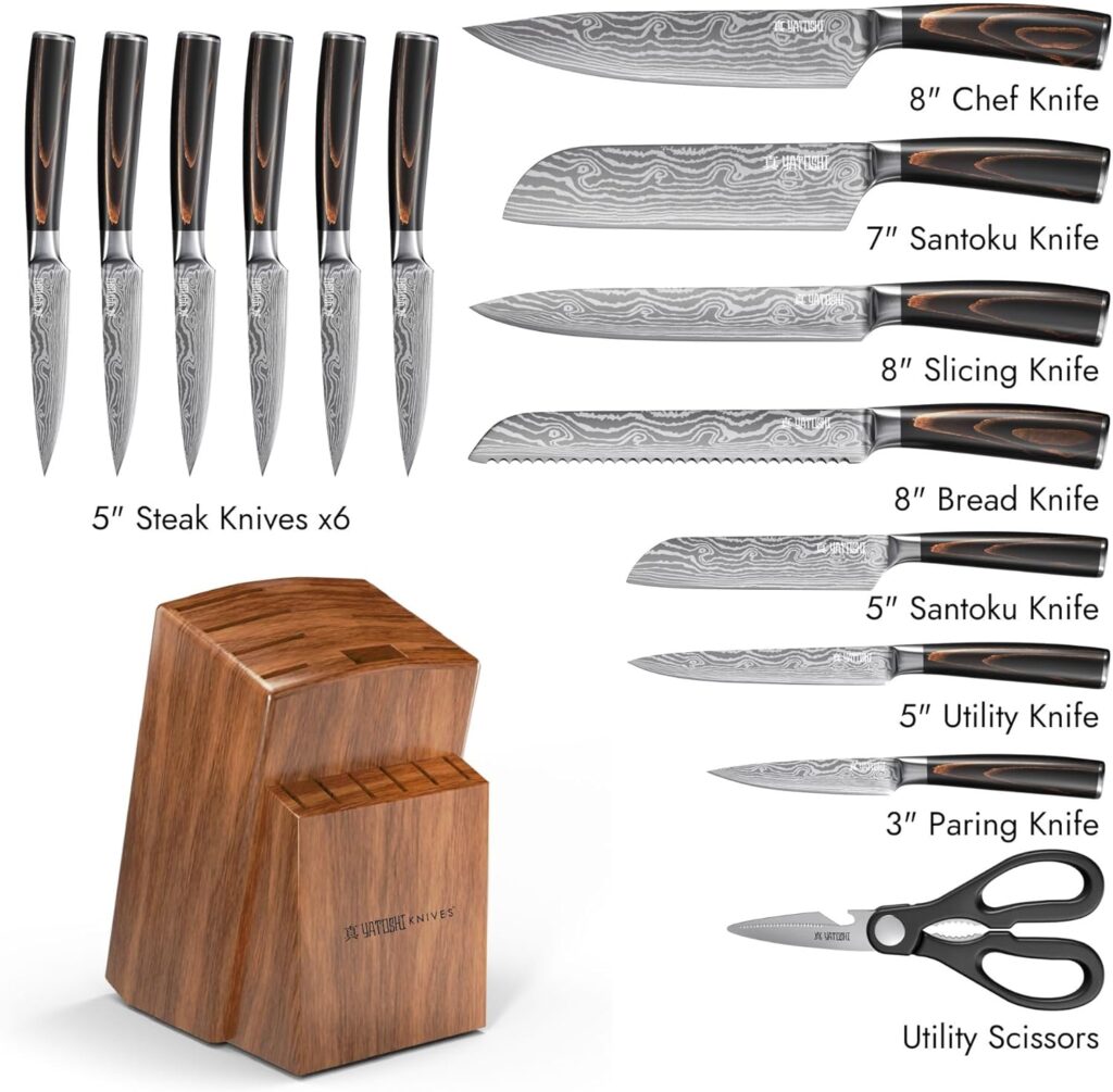 Yatoshi 7 Piece White Knife Set - Pro Kitchen Knife Set Ultra Sharp High Carbon Stainless Steel with Ergonomic Handle