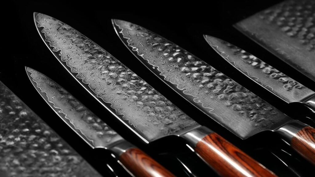 3 Piece Damascus Kitchen Knife Set - including Chefs Knife, Cleaver and Paring Knife