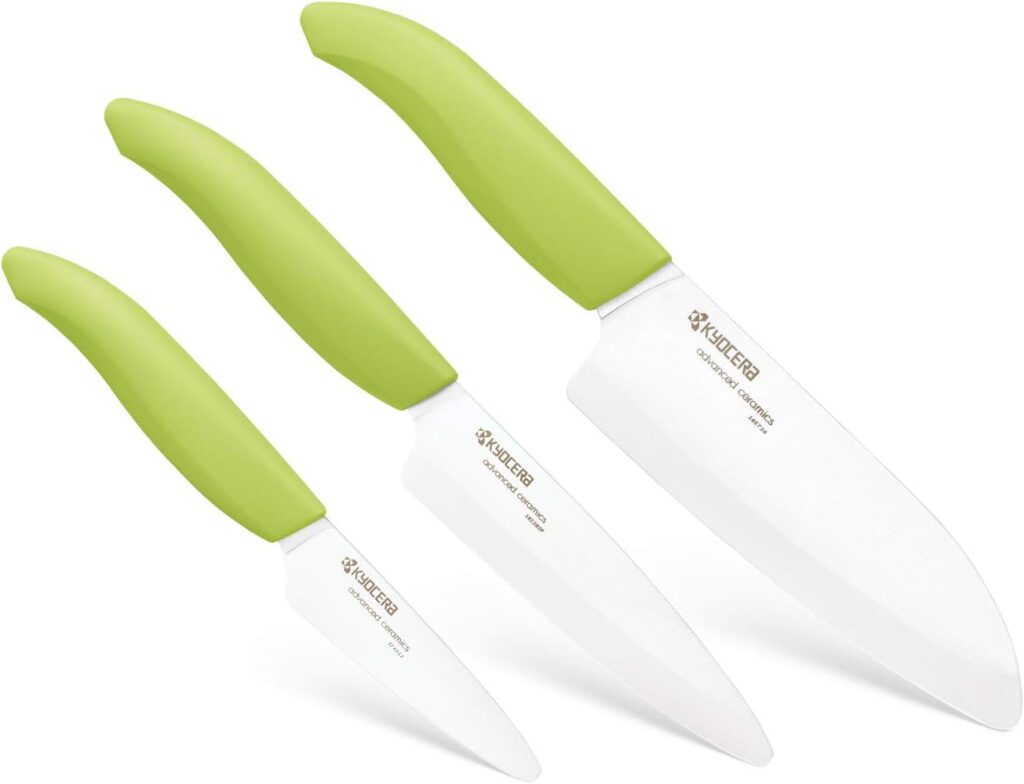 Kyocera 3Piece Advanced ceramic Revolution Series Knife Set, green