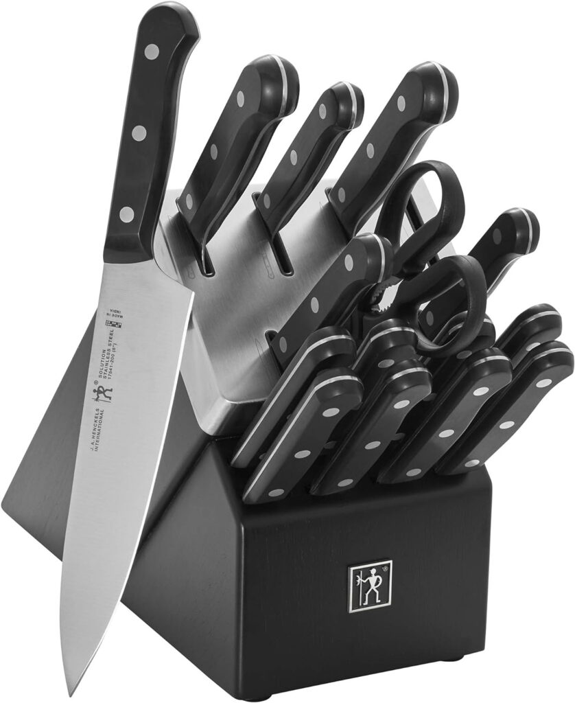 HENCKELS Solution Razor-Sharp 16-pc Self Sharpening Knife Block Set, Chef Knife, Bread Knife, Steak Knife, German Engineered Informed by 100+ Years of Mastery